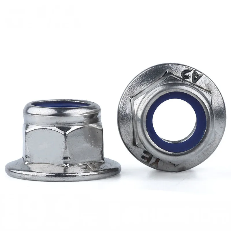 

2PCS M4 M5 M6 M8 304 Stainless Steel Hexagonal Pad Flange Nylon Anti-loose Nut Anti-skid Lock Nut
