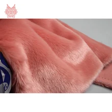 Высокая плюшевая плотность см 2 см длинные волосы розовый искусственный мех Ткань для зимнее пальто, жилет из искусственного кроличьего меха Ткань 150* см 50 см 1 шт. SP3034