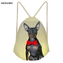 INSTANTARTS забавные 3D собака цвергпинчер печатных Для женщин Для мужчин завязки Softback мальчики девочки хранения рюкзаки обувь пляжные сумки