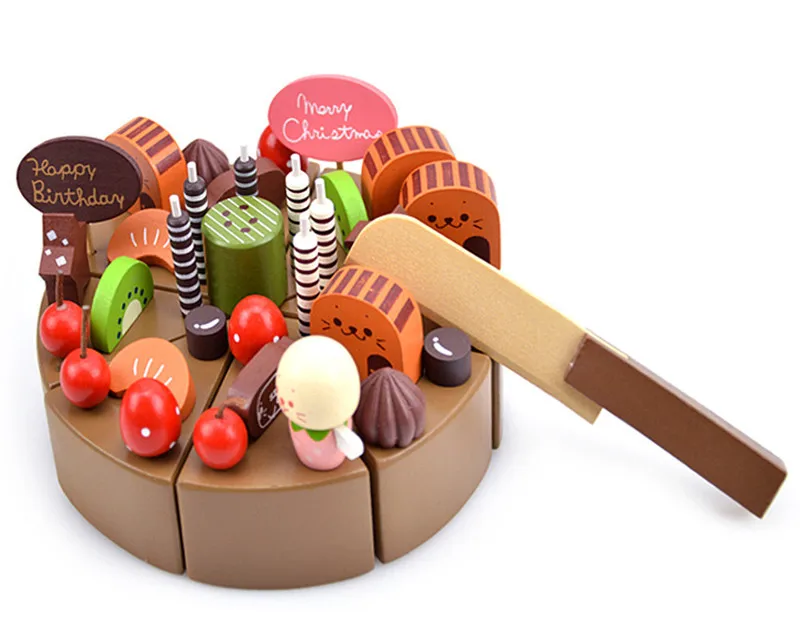 

New Wooden Baby Toys Chocolate cake Baby Simulation Toys baby Gifts