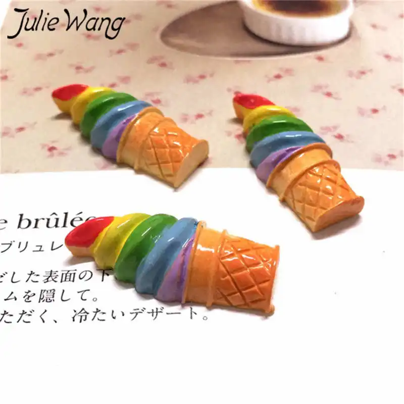

Julie Wang 10PCS Resin Flatback Ice Cream Slime Charms Artificial Food Pendant Jewelry Making Accessory Table Decoration Props