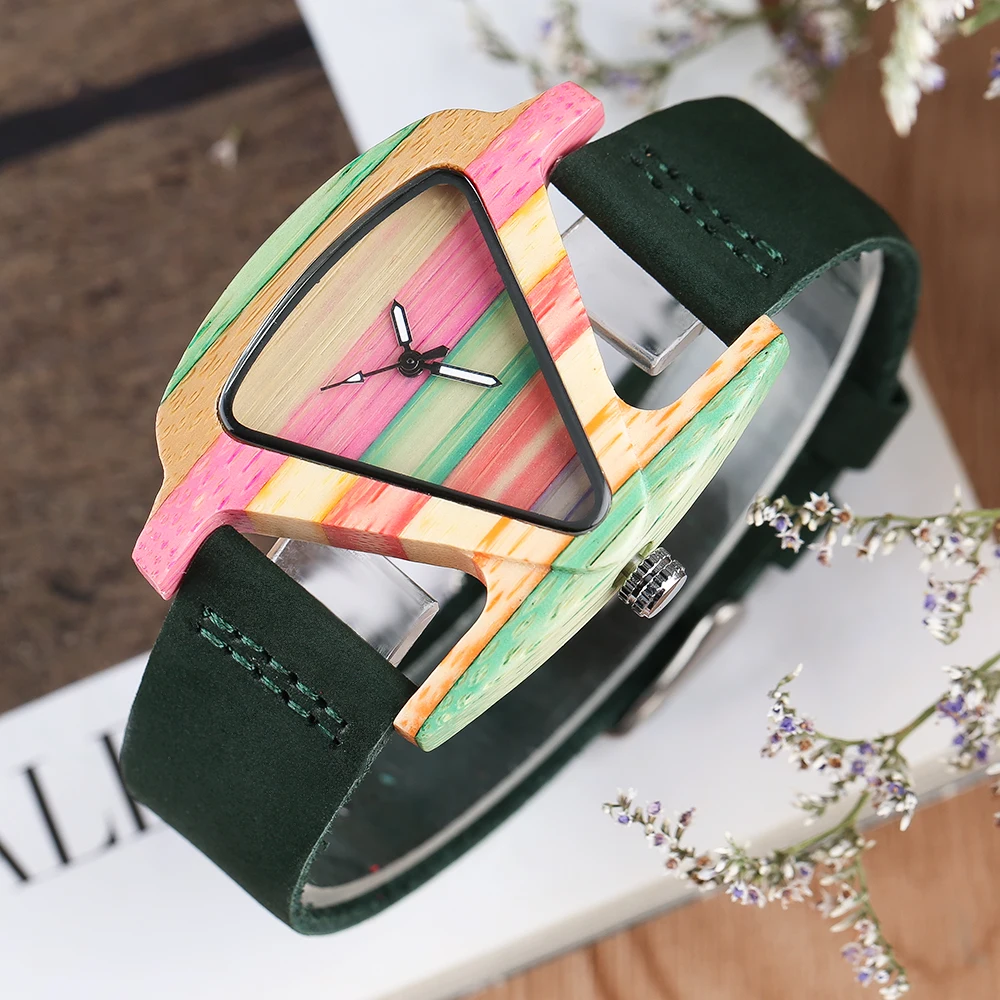 YISUYA Colorful Wooden Watch Women Luxury Bamboo Bangle Quartz Watches Genuine Leather Band Strap Watch for Women Ladies Girl 1 (7)