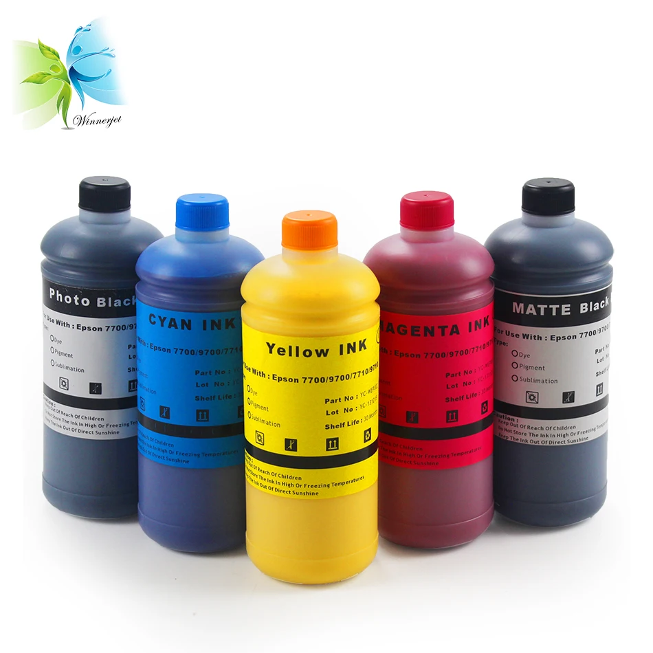 WINNERJET 1000 мл/бутылка 5 цветов чернила на основе красителя совместим с Epson 7700 9700 7710 9710 картридж с чернилами для принтера