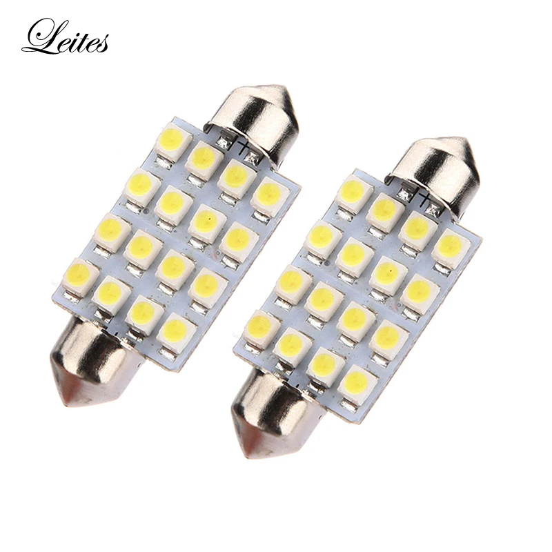 Leites 300pcs 31mm 36mm 39mm 41mm 3528 1210 SMD 16 LED Car Auto Festoon Dome Interior Map Lights Bulb Lamp for DC 12V (2)