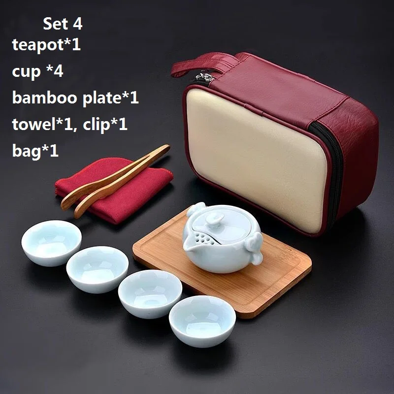 1 компл. возврат подарки для свадьбы чайник с рыбкой керамическая чашка подарки на день рождения мужчины отец подарок чайник для кухни набор подарочная сумка - Цвет: set 4