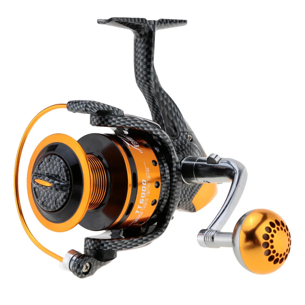 

FDDL 12+1BB 5.2:1 Carp Fishing Reel Spinning Reel Pesca two Hand Front Drag Grey and Gold Metal Spool Saltwater Lures