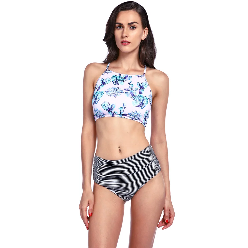 two piece high neck swimsuit