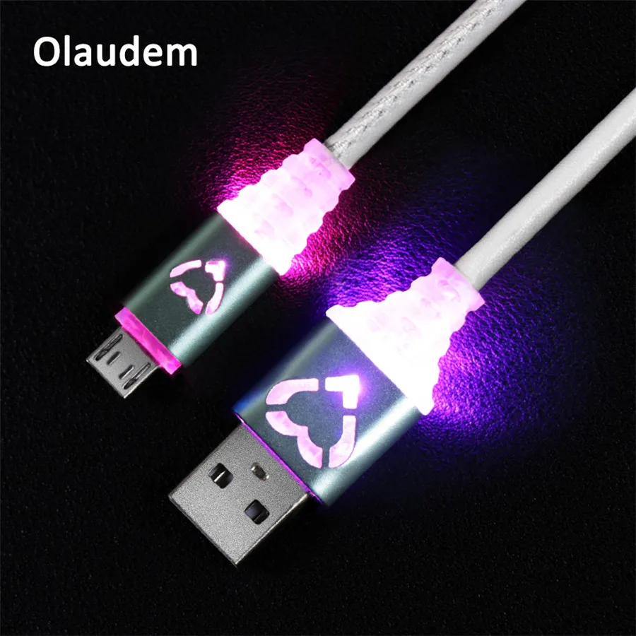 Olaudem 5V 2A Micro USB Cable Fast Charging For Xiaomi LED USB Cable