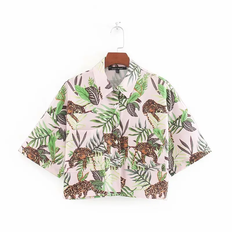 

The European and American fashion printing short sleeve shirt CC35-9255
