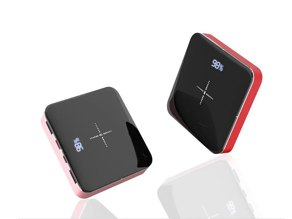 

Mini Wireless 8000mah powerbank Thin Mirror Screen Fast Charging Wireless Portable Charger for iphone xs max S9 S10