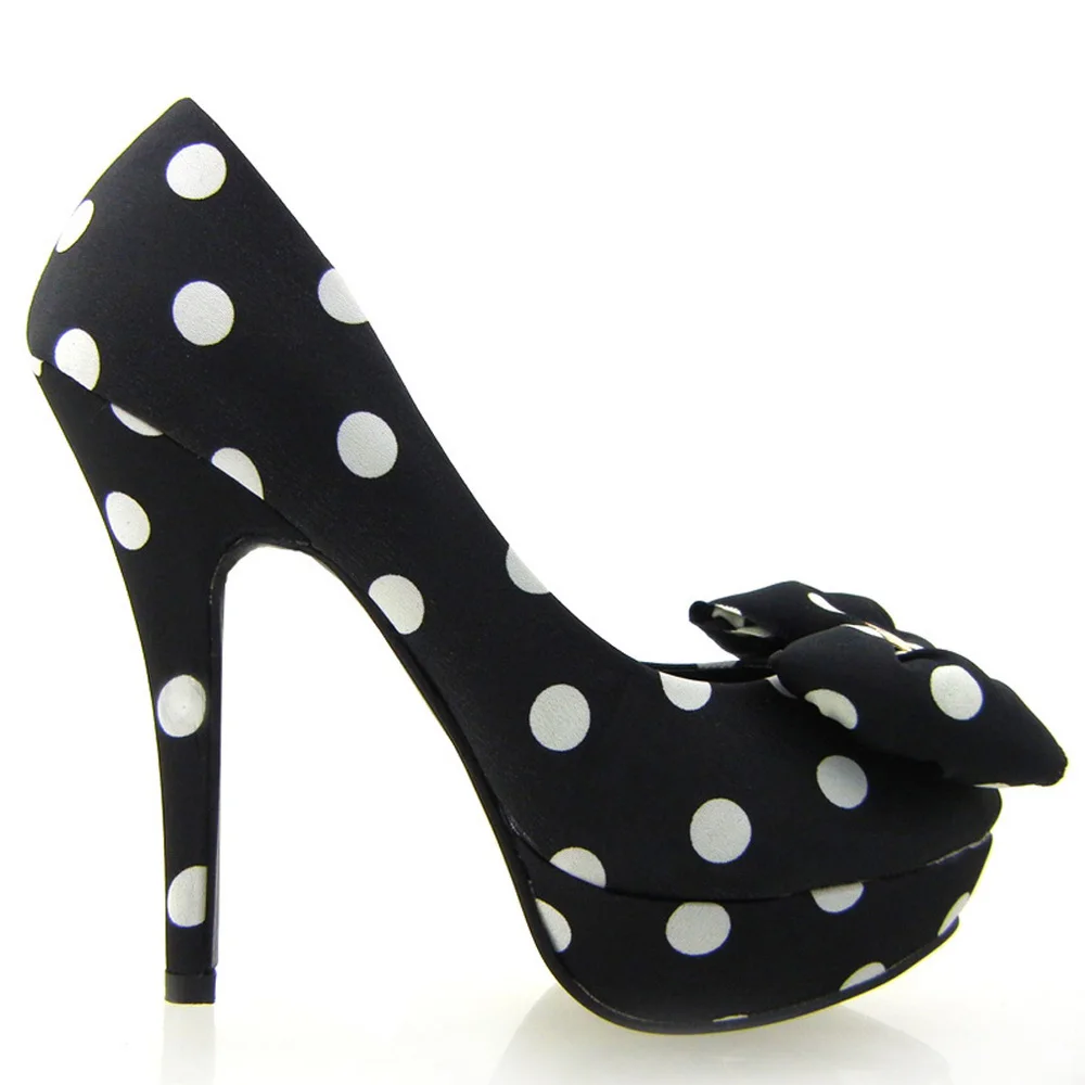 polka dot platform pumps