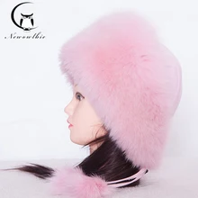 Winter Cap Women 2017 Luxury Warm Fur Hat Real Fox Fur Hats Women’s Beret Whole Fur Hats Necessary Hat Pink