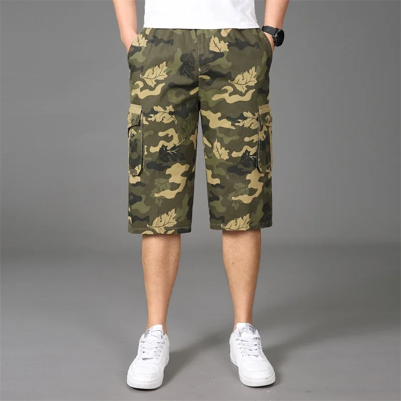 Военные мужские шорты Карго летние мужские армейские тактические камуфляжные шорты мужские свободные хлопковые шорты свободного покроя цвета хаки рабочие шорты
