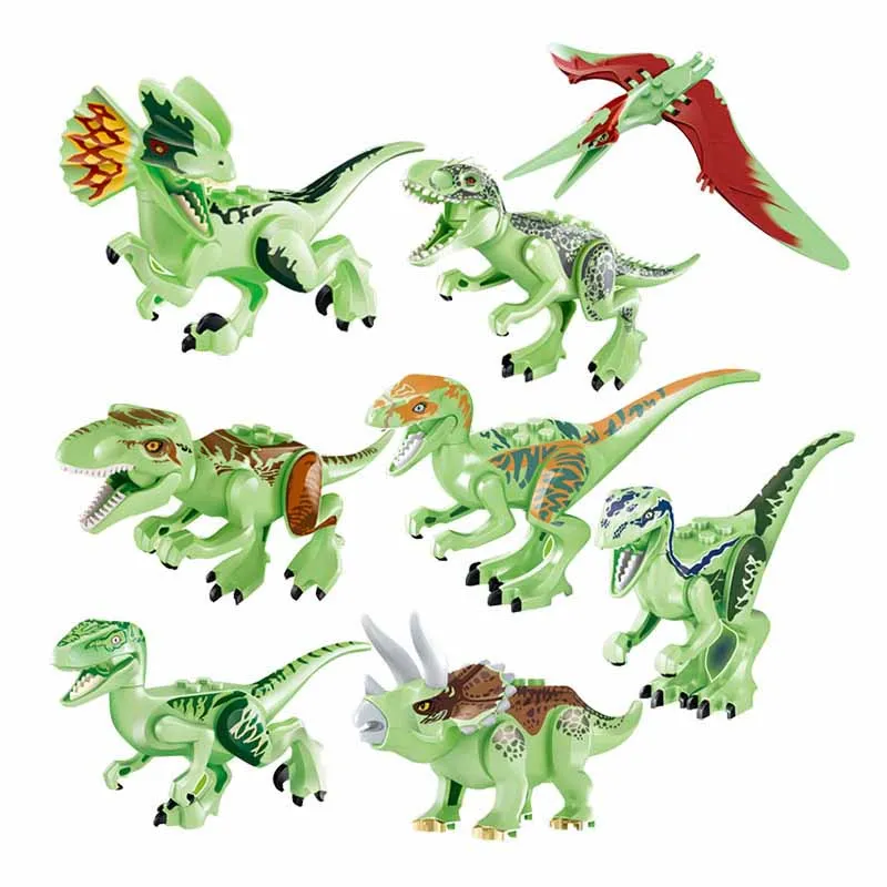 

8pcs Jurassic World Animal Dinosaur Building Blocks Indominus Rex Tyrannosaurus Rex Compatible legoings dinosaur