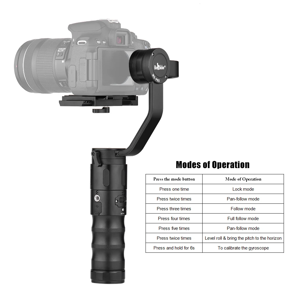 MS PRO 3 Axis Handheld Gimbal Camera Stabilizer Gyro 360 Panoramic