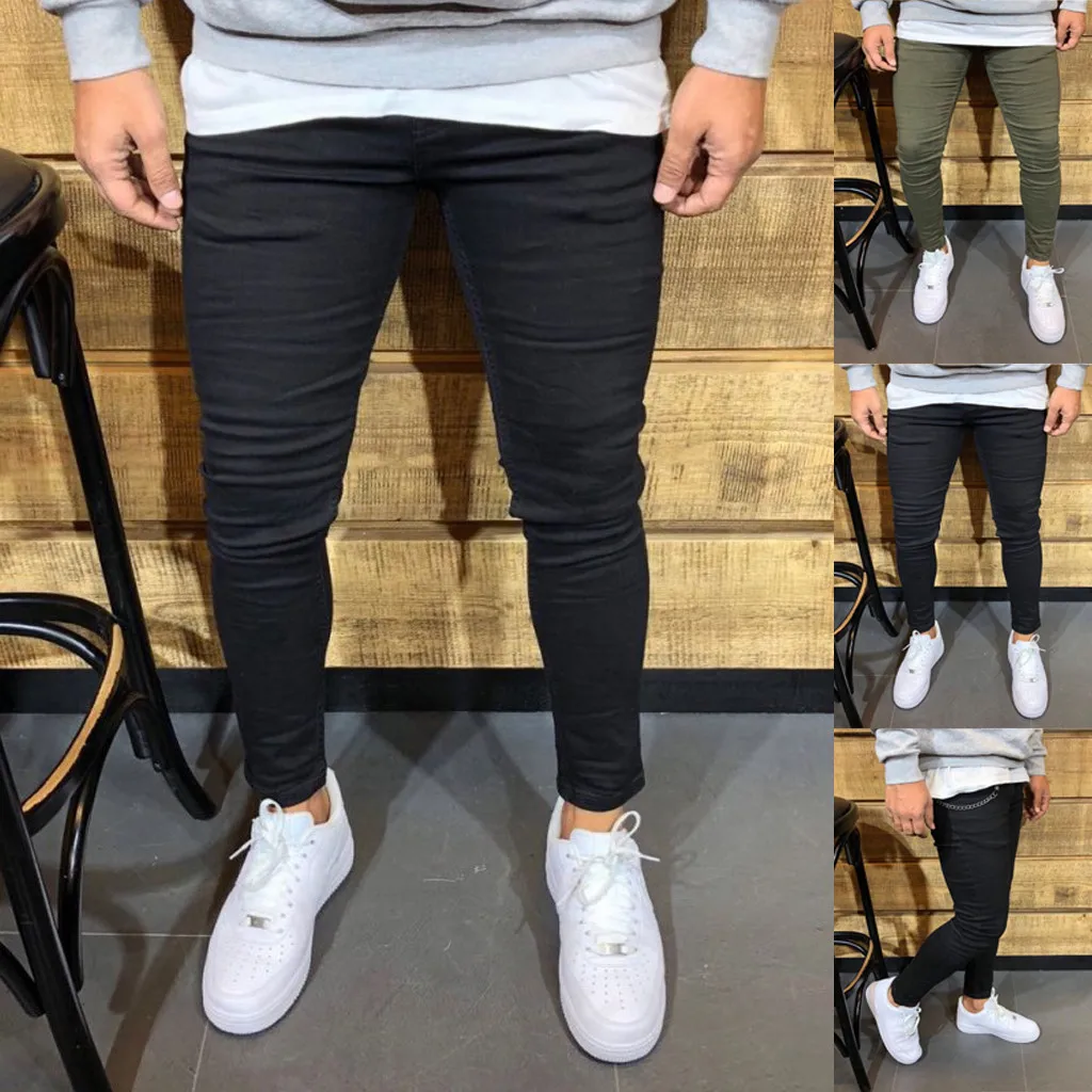 

Fashion Men's Slim Pure Color Pocket Bandage Casual Sweatpants Drawstring Pants pantalones hombre streetwear joggers sweatpants