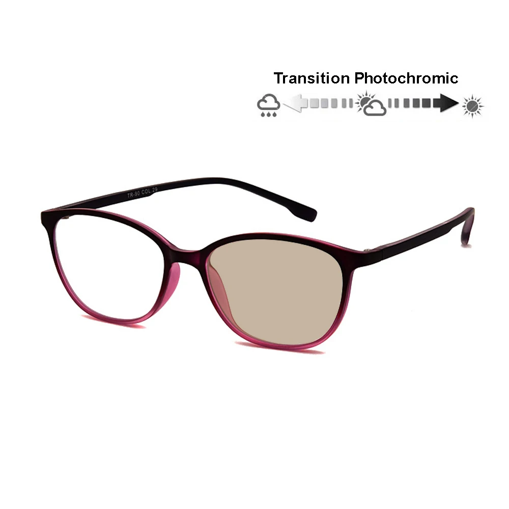 

Progressive Transition Photochromic Anti Blue Ray Computer Reading Glasses Flexible Frame UV400 No Line Gradual Sunglasses
