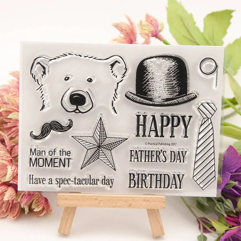 

Happy Father's Day Bear Silicone Clear Seal Stamp DIY Scrapbooking Embossing Photo Album Decorative Paper Card Craft Art JAN-17