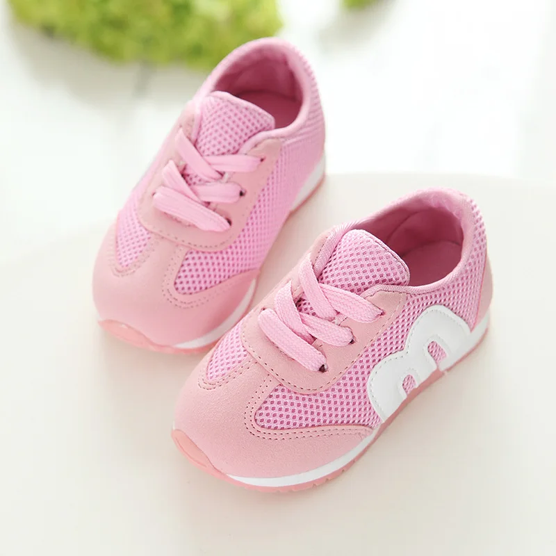 Новая Осенняя детская парусиновая обувь для девочек и мальчиков, спортивная обувь, нескользящая Мягкая подошва, детская обувь, удобные дышащие кроссовки - Цвет: Розовый