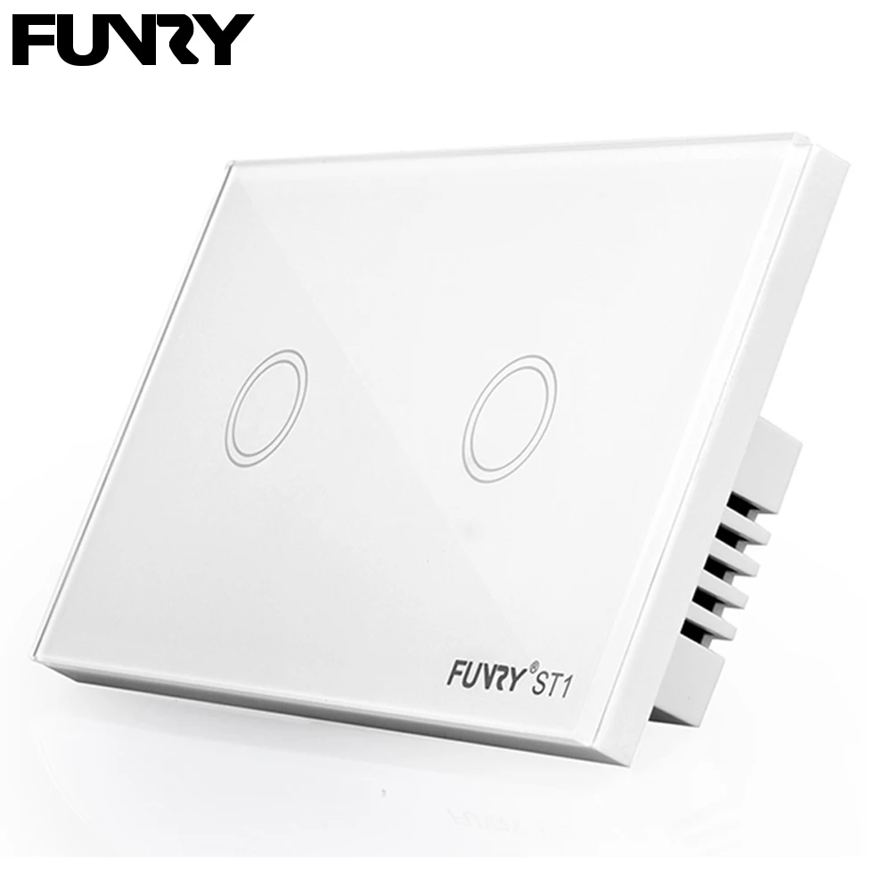 Funry Sensor Touch Switch ST1 2Gang US Standard Glass Touch Switch 110