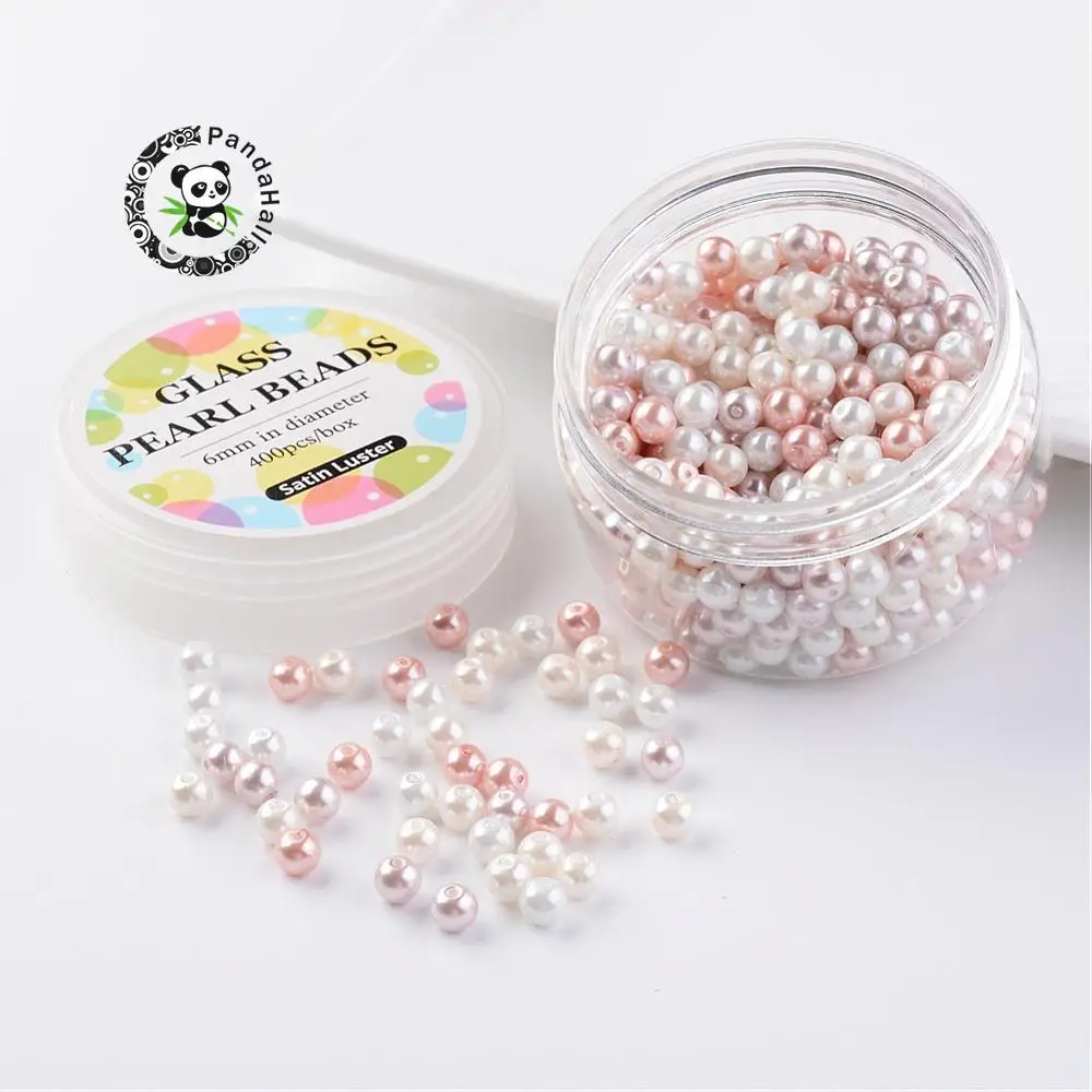 

Mixed Color Dyed Round Imitation Glass Pearl Beads for Jewelry Findings DIY with Box Hole: 0.7~1.1mm