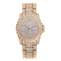 Elegant Crystal - Embellished Stainless Steel Women's Quartz Watch (Rose gold)