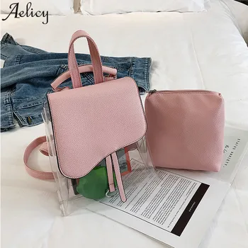 

Aelicy women Backpack Cute Transparent leather Ladies backpack Waterproof Travel girls School Bag Female mochilas mujer 2020 new