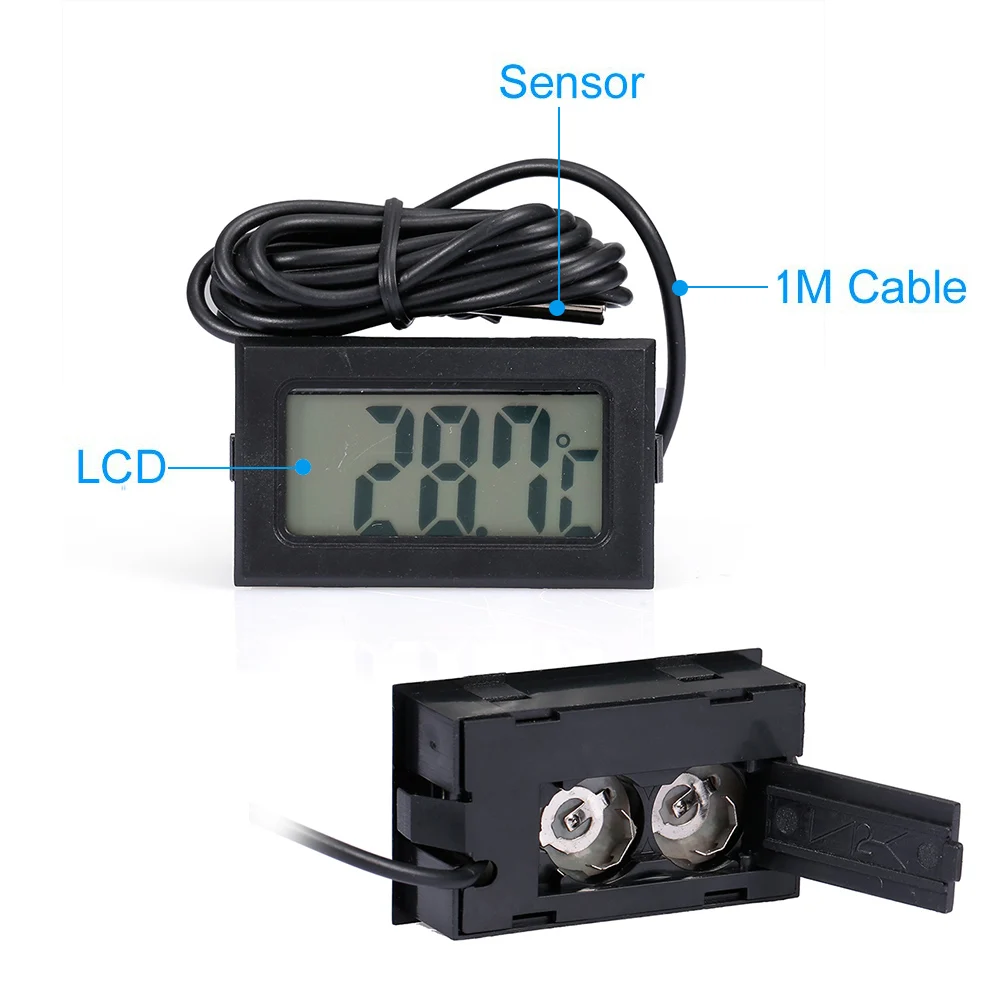 

Waterproof Instant Read Aquarium Digital Thermometer Fish Tank Reptile Terrarium LED Display Gauge With 1m cable metal sensor