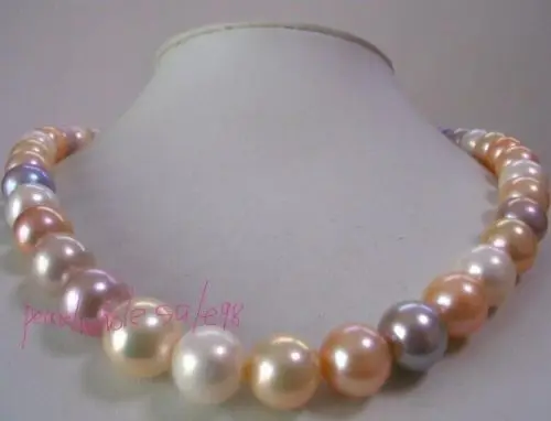 

FREE shipping>>>>>>12-13mm natural south sea white pink purple pearl necklace 17''14KG 6.07 6.8 6.09