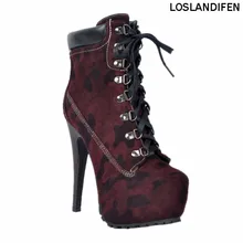 Женские Модные ботильоны ручной работы на высоком каблуке 14,5 см; зимние ботинки на платформе; XD012