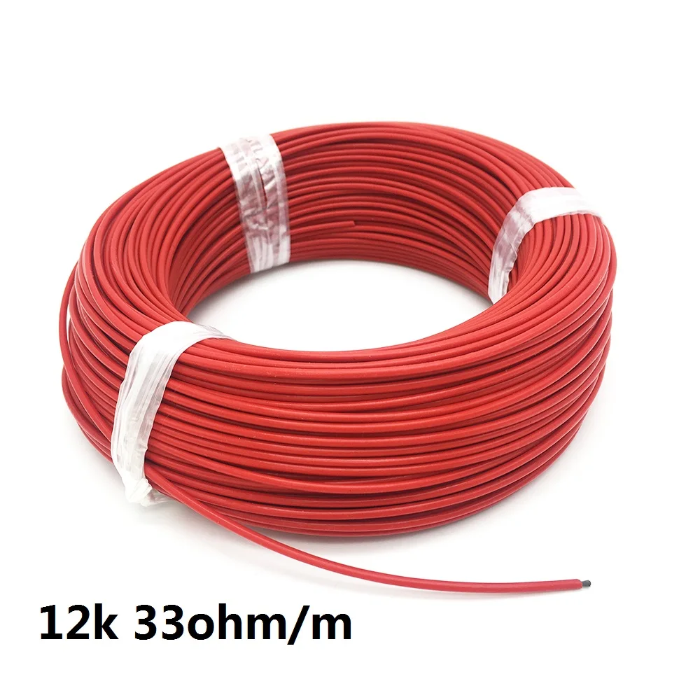 

12K 33ohm/m Teflon Jacket Carbon Fiber Heating Cable 10/15/20/30/50/100m Warm Floor Heating Wire