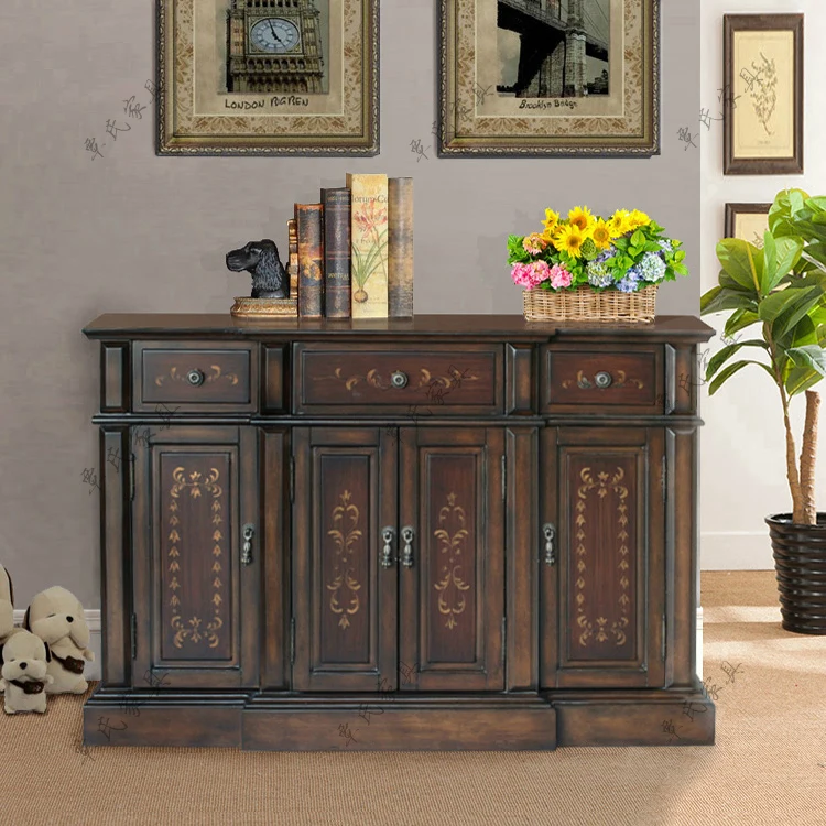 American painted antique old porch cabinet European neo-classical dining cabinet garden living room shoe cabinet storage