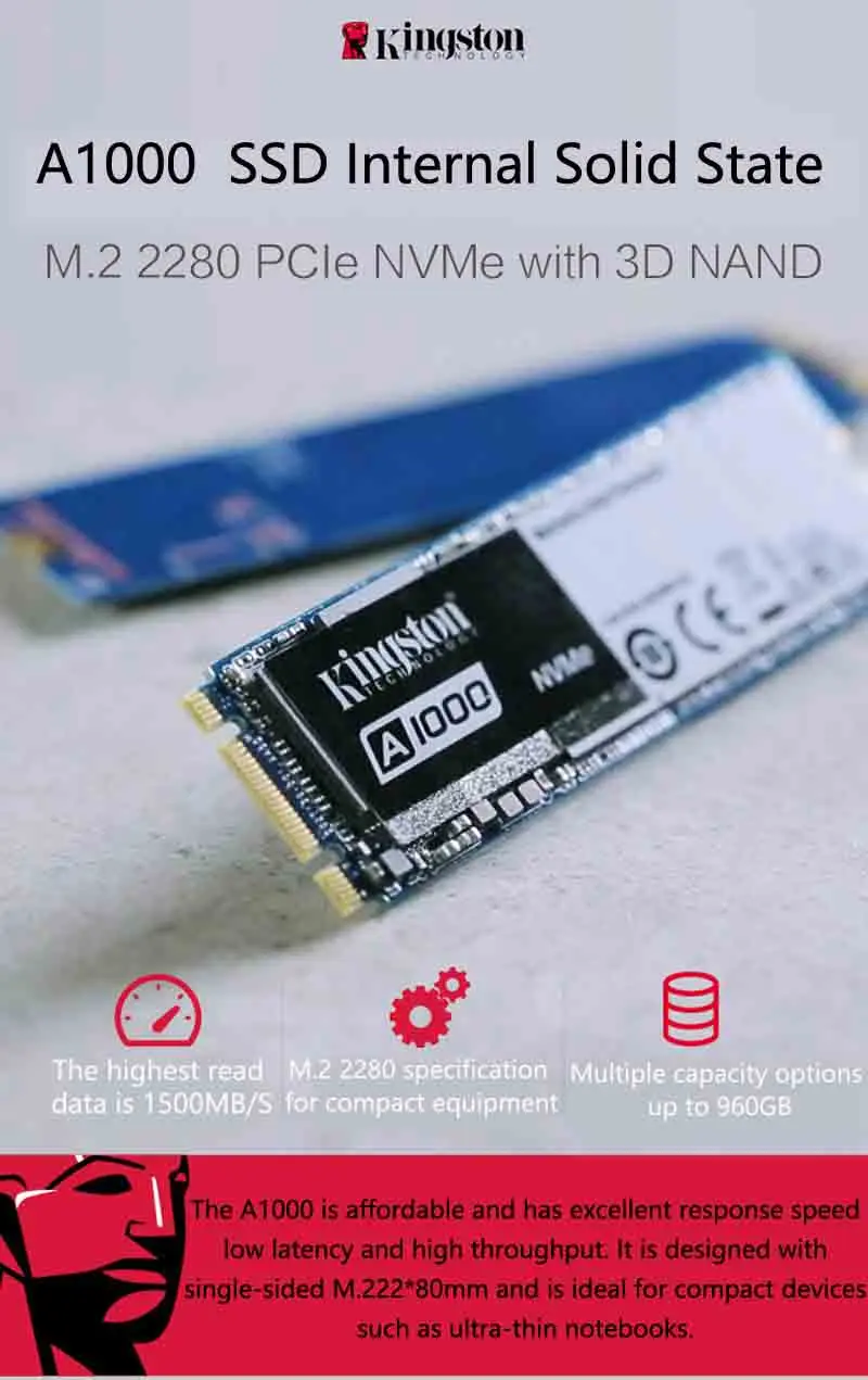 kingston A1000 NVMe M.2 2280 SATA SSD 240 ГБ 480 ГБ 960 ГБ Внутренний твердотельный диск Жесткий диск SFF для ПК ноутбука