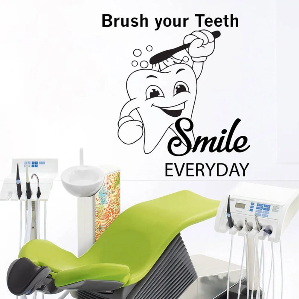 Vinyl Decals Tooth Mural Room Design Wall Stickers Teeth Clinic Dental Care Brush Smile Wallpaper Room Decorative B391