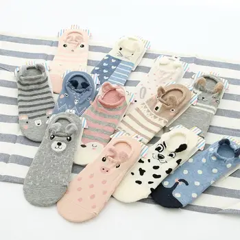 

Apparel Women's Socks color cotton Cartoon animal Invisible Boat stealth lady summer short low cut ped sock 10pair/lot L012035