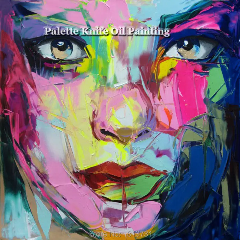 

Hand painted Francoise Nielly Palette knife portrait Face Oil painting Character figure canva wall Art picture15-25