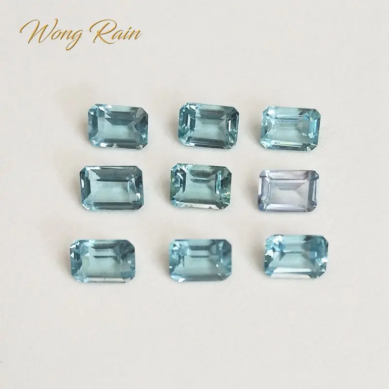 

Wong Rain 1 PCS Natural 5 * 7 MM Emerald Cut Aquamarine Topaz Loose Gemstone DIY Stones Decoration Jewelry Wholesale Lots Bulk