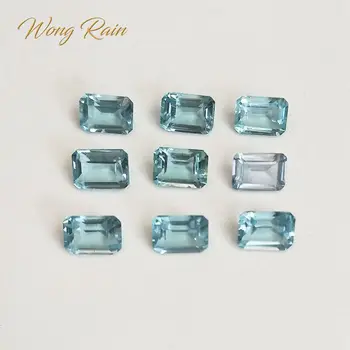 

Wong Rain 1 PCS Natural 5 * 7 MM Emerald Cut Aquamarine Topaz Loose Gemstone DIY Stones Decoration Jewelry Wholesale Lots Bulk