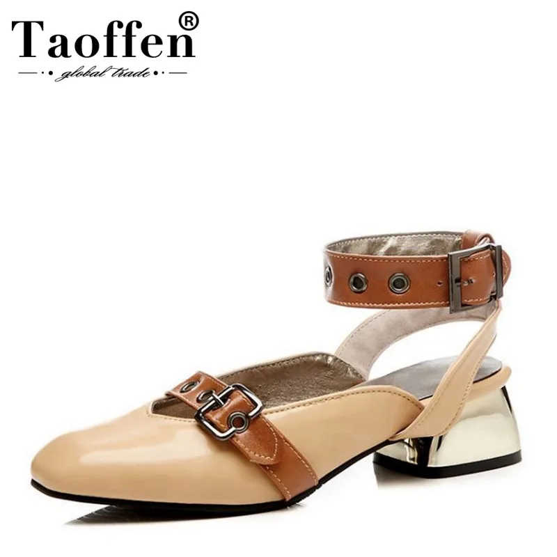 

TAOFFEN Size 32-48 Vintage Women High Heel Shoes Woman Ankle Strap Buckle Gold Heels Pumps Party Club Shoes Women Footwears