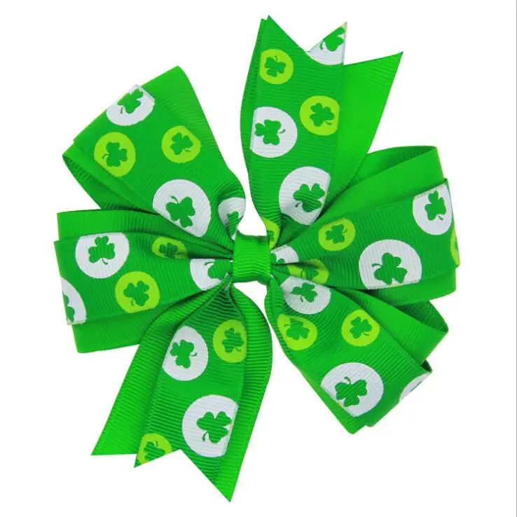 St. Patricks Day Four Leaf Clover hairbow