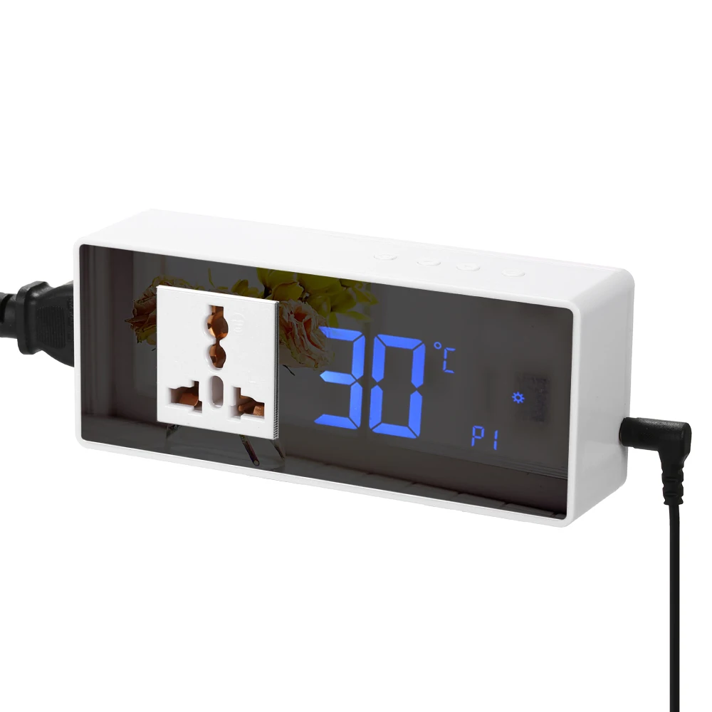 

US Plug 10A LCD Digital Temperature Controller Thermostat for Heating Cooling Control with NTC Temperature Sensor