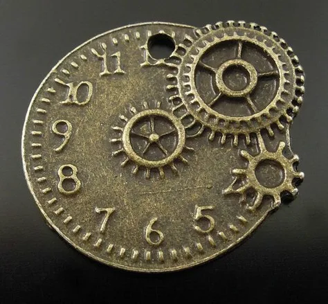 

60 pcs Antique Bronze Tone Vintage Alloy Mechanical Gear Clock Pendant Charm 22x20mm (3054)