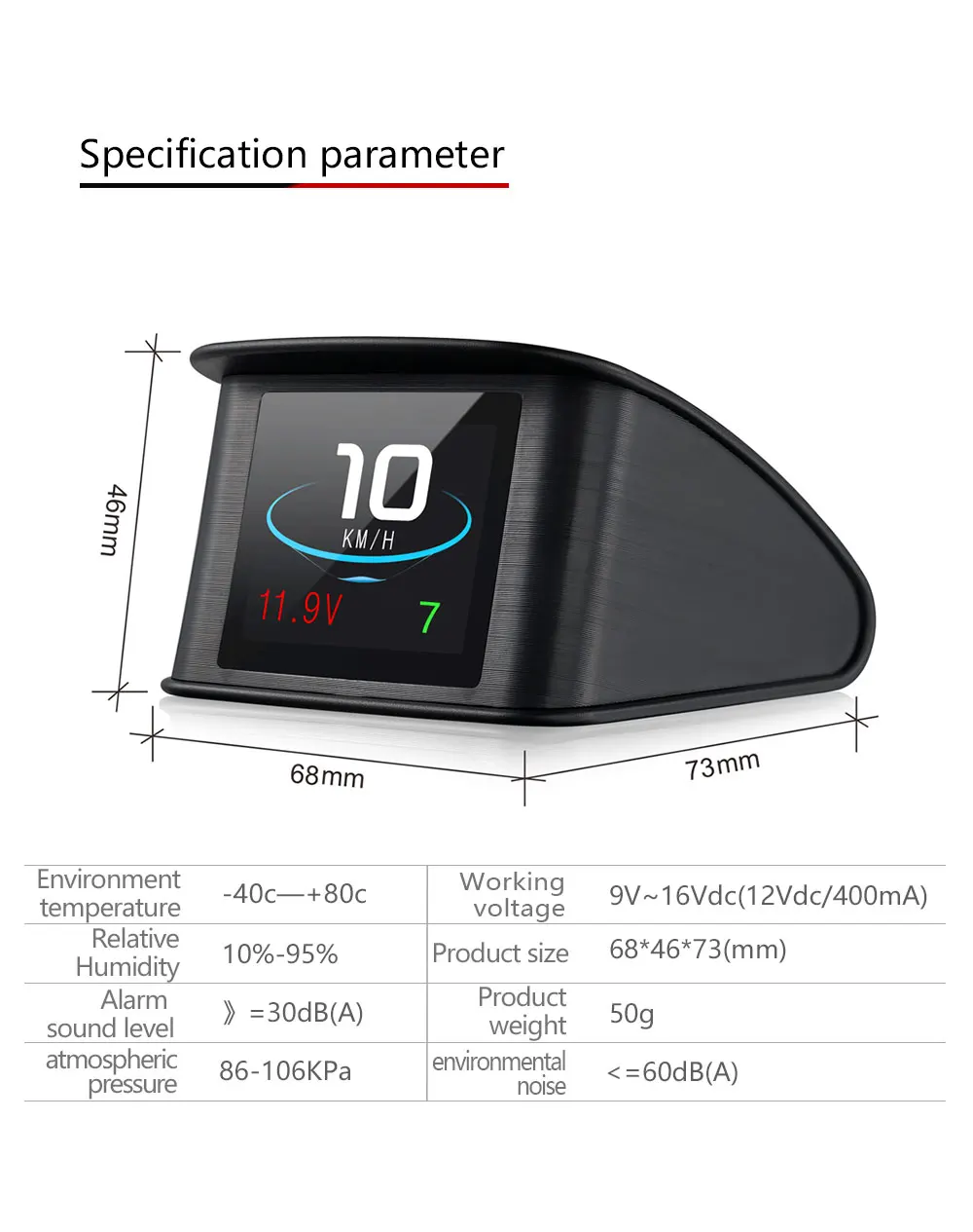 GEYIREN P10 OBD2 On-board Computer Smart Digital RPM Tachometer Gauge GPS Speedometer HUD Head-Up Display For Car