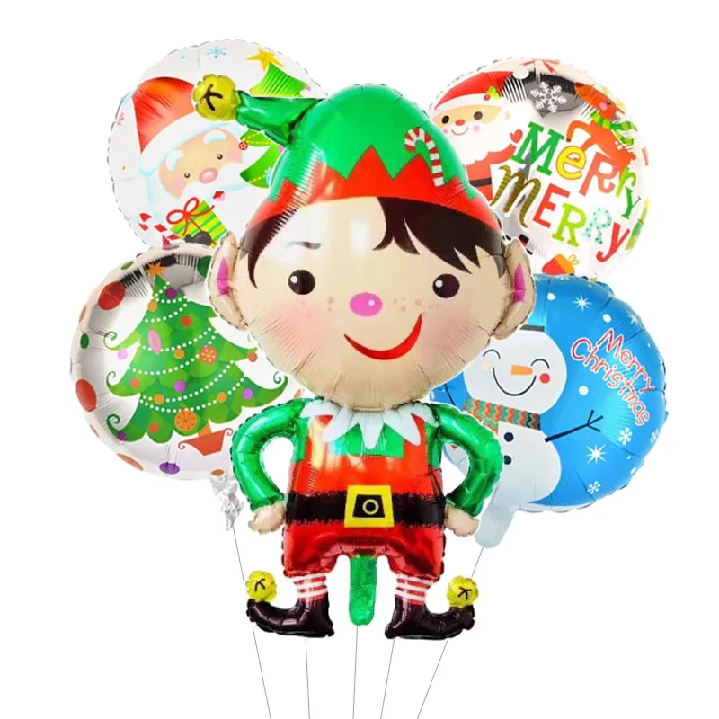 

5pcs/lot Christmas Boy Balloons set Navidad Round Helium balloon Christmas Globos Snowman Christmas Decorations New Year Decor