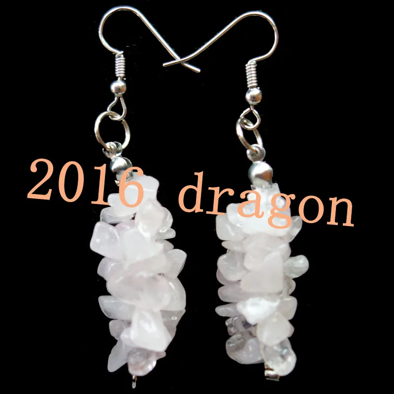 YUTENG пара резных 60x15 мм розовых кварцовых кристаллов серьги LL21|chips earring|quartz stone