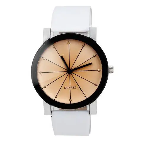 Роскошные брендовые кожаные кварцевые часы для женщин и мужчин, женские модные наручные часы с браслетом, наручные часы, часы relogio feminino masculino - Цвет: White