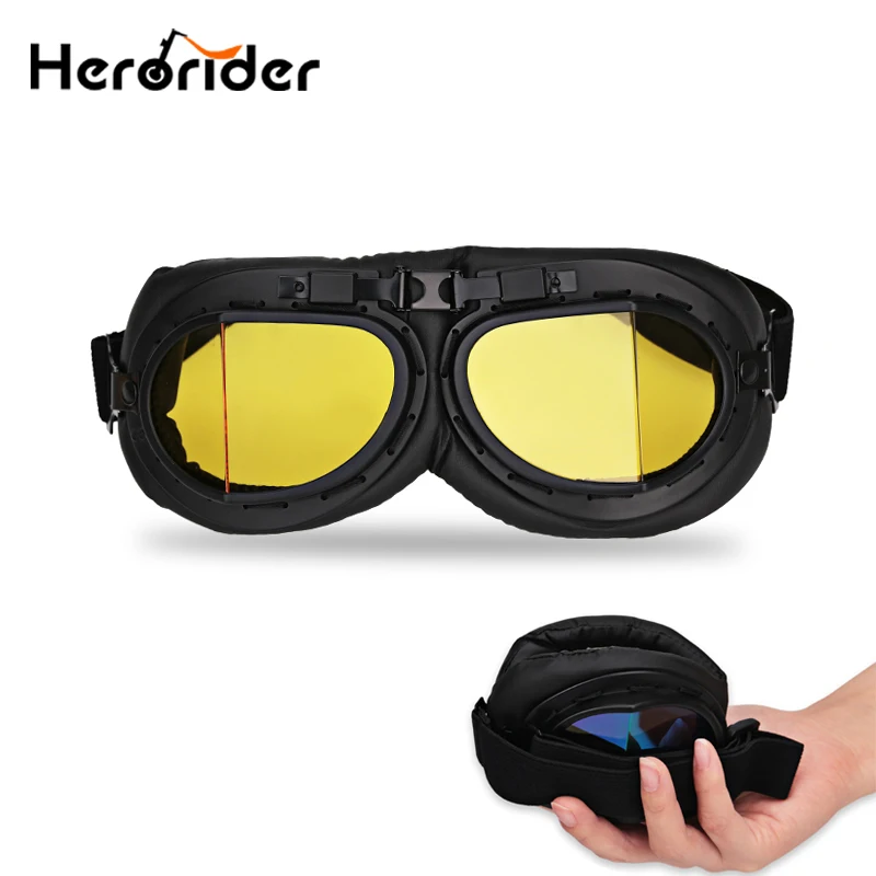 

Retro Motorcycle Goggles Motorbiker Vintage Pilot Goggles Aviator Pilot Cruiser Steampunk ATV Bike Scooter Glasses