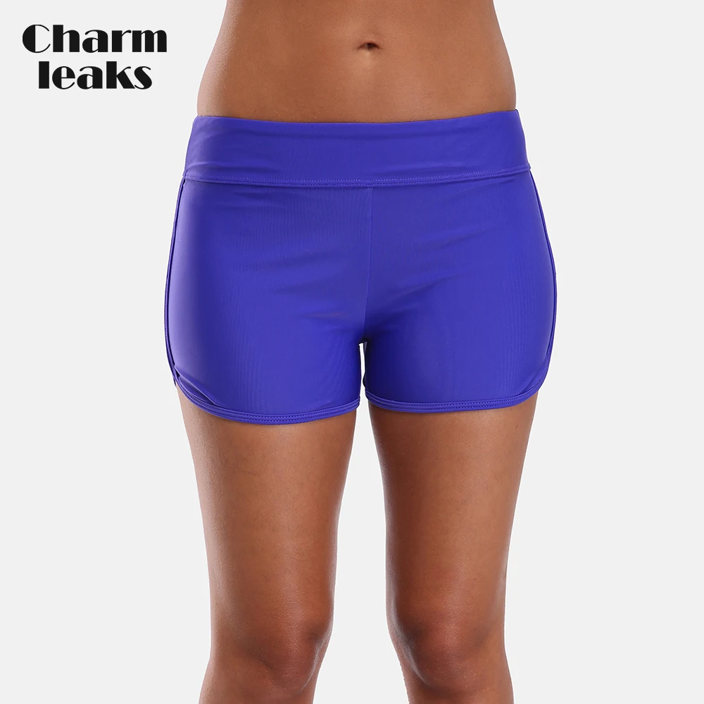 

Charmleaks Women Swimming Shorts Solid Color Bikini Bottom Ban Swimwear Briefs Split Swimming Trunks