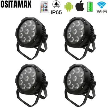 

4pcs/carton dmx wireless battery par lighting 9x15w rgbwauv professional lighting par can uplight APP Smart Phone