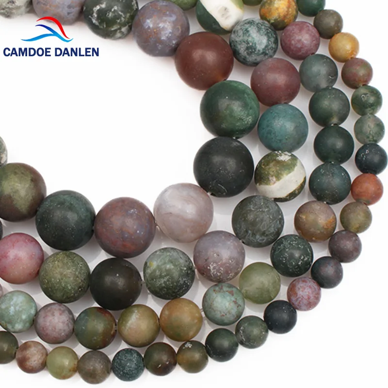 

CAMDOE DANLEN Natural Stone Dull Polish India Agates Matte Round Beads 6/8/10/12mm Fit DIY Bracelet Necklace Jewelry Making